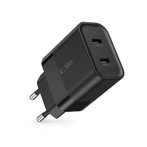 TECH-PROTECT C20W 2-PORTS NETVÆRKSOPLADER PD20W SORT