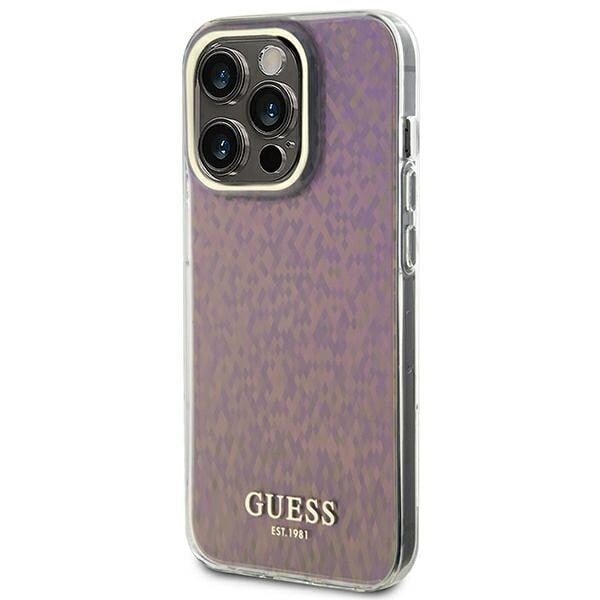 Guess GUHCP15XHDECMP iPhone 15 Pro Max 6.7 rosa/rosa hardt deksel IML fasettert speil Disco Iridescent