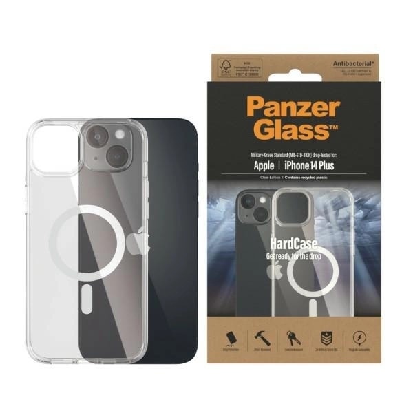 PANZERGLASS HARDCASE MED MAGSAFE ANTIBAKTERIEL MILITARY GRADE CERTIFIED CASE TIL IPHONE 14 PLUS / 15 PLUS - GENNEMSIGTIG