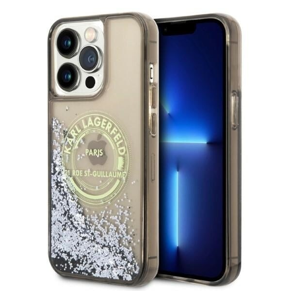 KARL LAGERFELD LIQUID GLITTER RSG ETUI TIL IPHONE 14 PRO MAX - SORT