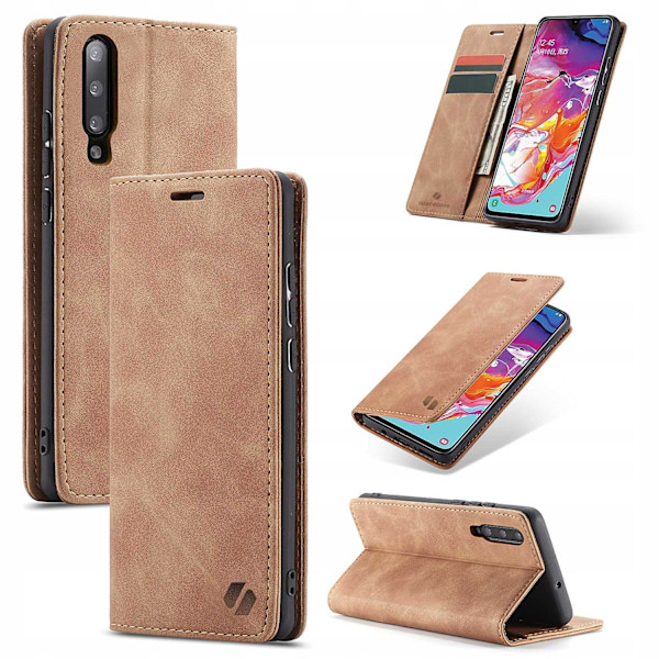 Spacecase Väska Galaxy A70 Läder Kritabrun