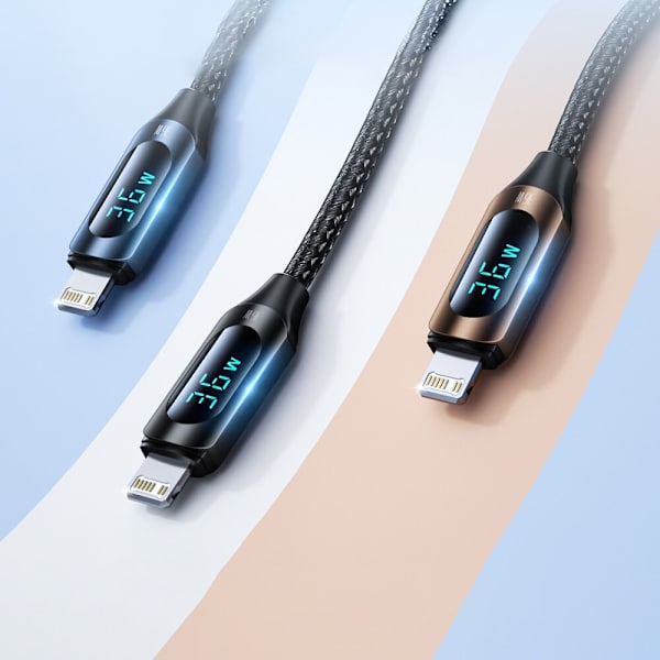 USB-C - Lightning Wozinsky WUCLC2-kabel med LED-skjerm 36W 2m - svart