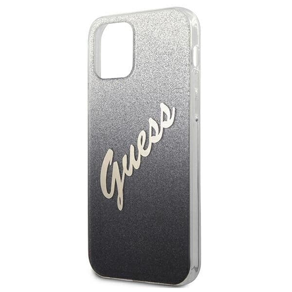 Guess GUHCP12SPCUGLSBK iPhone 12 mini 5.4 svart/svart hardt deksel Glitter Gradient Script