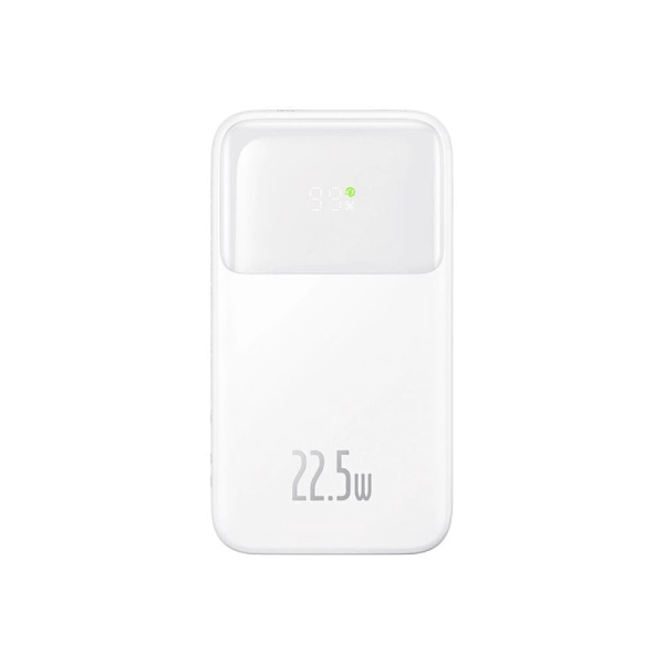 Baseus Comet Series strømforsyning med skjerm 10 000 mAh 22,5 W - hvit + USB-A - USB-C-kabel
