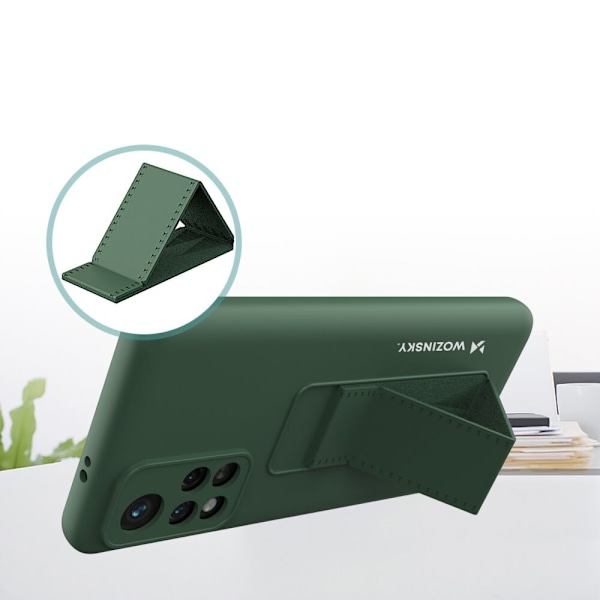 Wozinsky Kickstand Case Silikondeksel med stativdeksel Xiaomi Poco M4 Pro 5G Marineblå