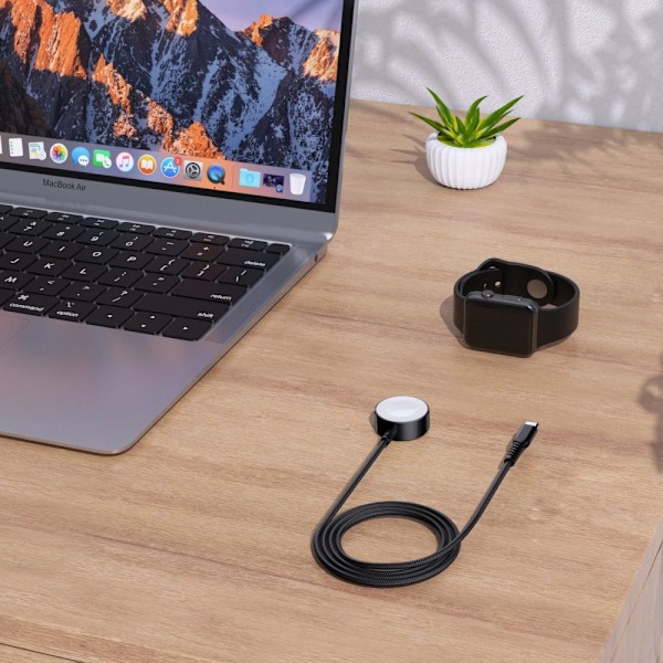 CHOETECH 5W TRÅDLØS OPLADER TIL APPLE WATCH + USB-C KABEL SORT