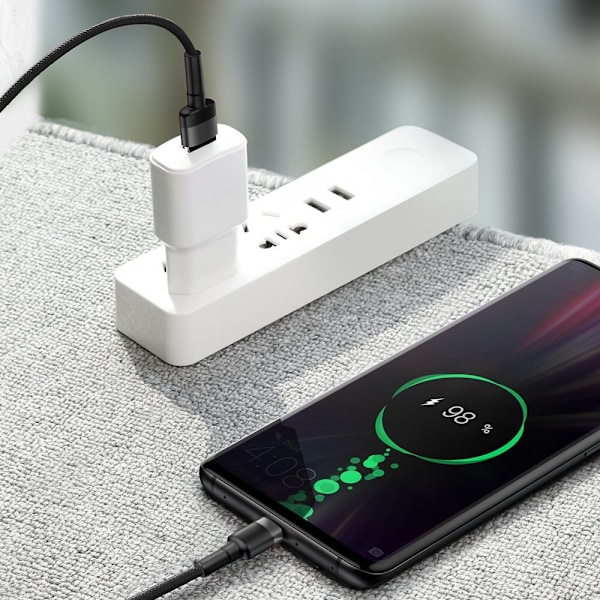 Baseus Cafule-kabel USB Type C SuperCharge 40W Quick Charge 3.0 QC 3.0 1m grå-svart (CATKLF-PG1)
