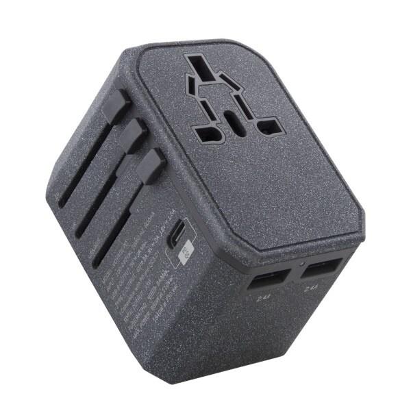 En unik gutt. til nettverket. Voyage World Adapter 33W + 2xUSB + PD 18W + QC 3.0 - grå (LITHOS Collective)