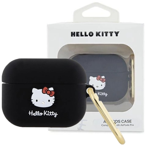Hello Kitty Silikon 3D Kitty Head Case for AirPods Pro - Svart