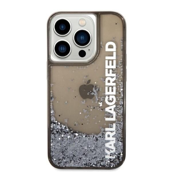 KARL LAGERFELD LIQUID GLITTER ELONG ETUI TIL IPHONE 14 PRO - SORT