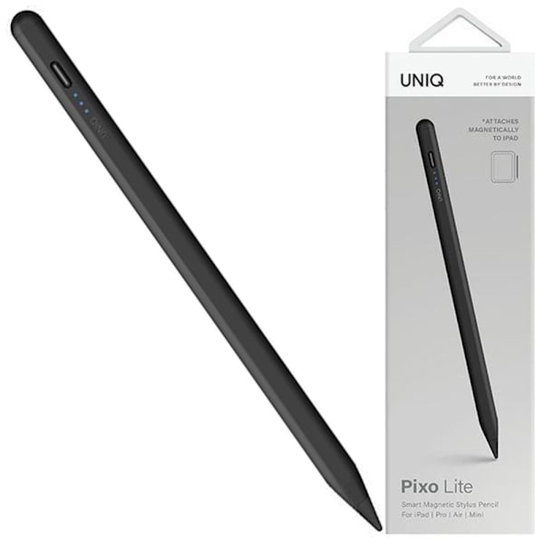 Uniq Pixo Lite-deksel med magnetisk stylus for iPad svart/grafittsvart
