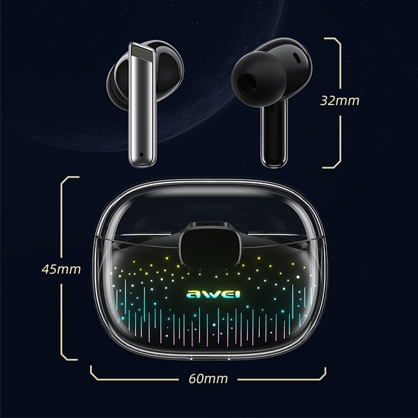 AWEI Bluetooth 5.3 T52 Pro2 TWS hörlurar + dockningsstation svart/svart