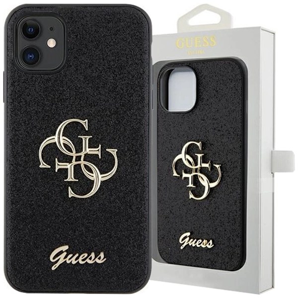 Guess GUHCN61HG4SGK Deksel til iPhone 11 / Xr - Svart Glitter Script Big 4G
