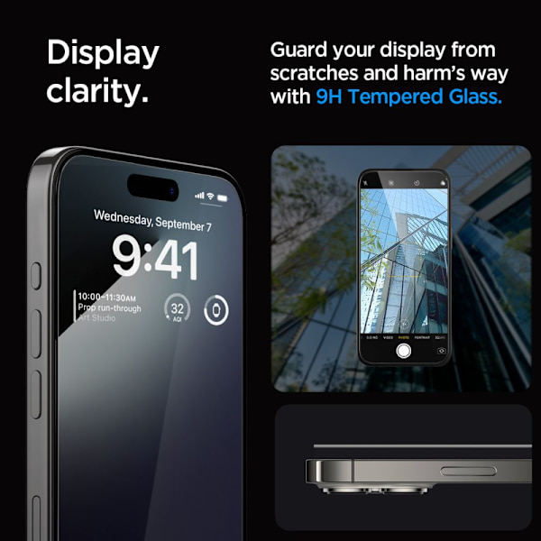 HERDET GLASS SPIGEN GLAS.TR "EZ FIT" FC 2-PACK IPHONE 15 PRO BLACK
