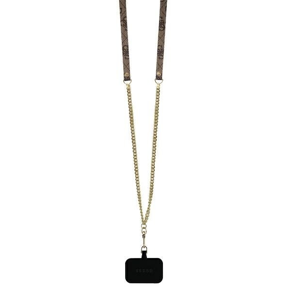 Guess GUHCP16SP4TDSCPW iPhone 16 6,1" brunt/brunt hårdfodral Läder Metall Logotyp Strass Crossbody