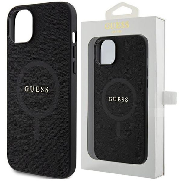 Guess GUHMP15MPSAHMCK iPhone 15 Plus 6.7 svart/svart hardt deksel Saffiano MagSafe