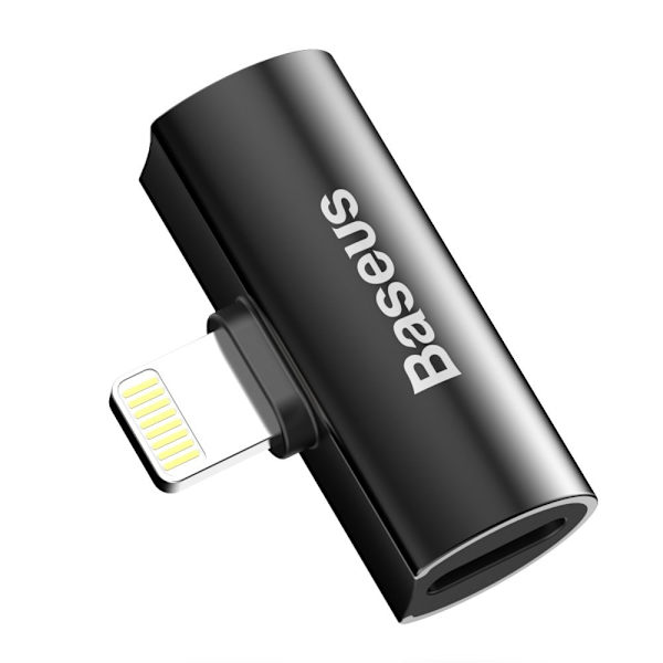 Baseus Audio Converter L46-adapter fra Lightning-kontakt til 2x Lightning-port svart (CAL46-01)