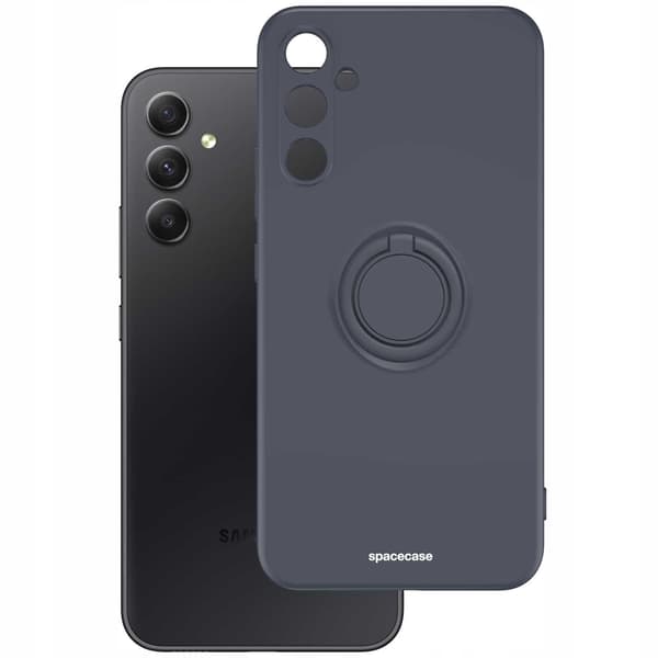 Spacecase Silikon Ringfodral För Samsung Galaxy A34 5G Svart