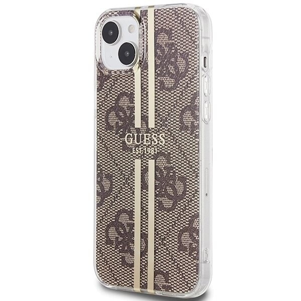 Guess IML 4G Gold Stripe-deksel til iPhone 15 Plus / 14 Plus - brun