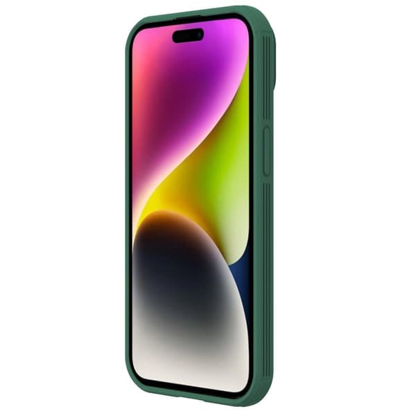 NILLKIN LÆDERCASKE KAMERACOVER TIL IPHONE 15 PLUS GRØN