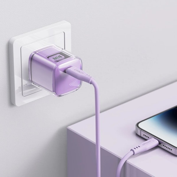 Acefast A53 PD 30W GaN USB-C-lader med skjerm - Lilla