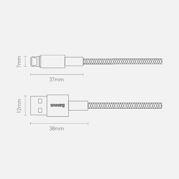 Baseus Tungsten USB - Lightning-kabel 2,4 A 2 m svart (CALWJ-A01)