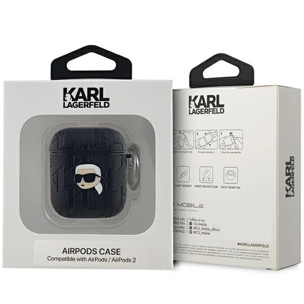 KARL LAGERFELD MONOGRAM KARL HEAD ETUI TIL AIRPODS 1/2 - SORT