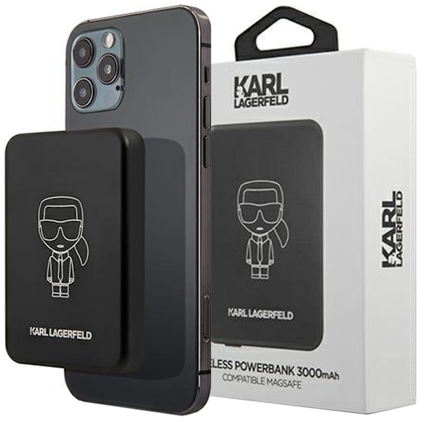 KARL LAGERFELD 3000MAH INDUKTIONS POWERBANK MED MAGSAFE - SORT