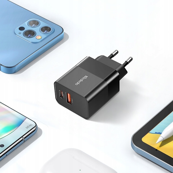 Mcdodo telefonlader, Snabb, USB, USB-C, 20W, for iPhone, universal, svart