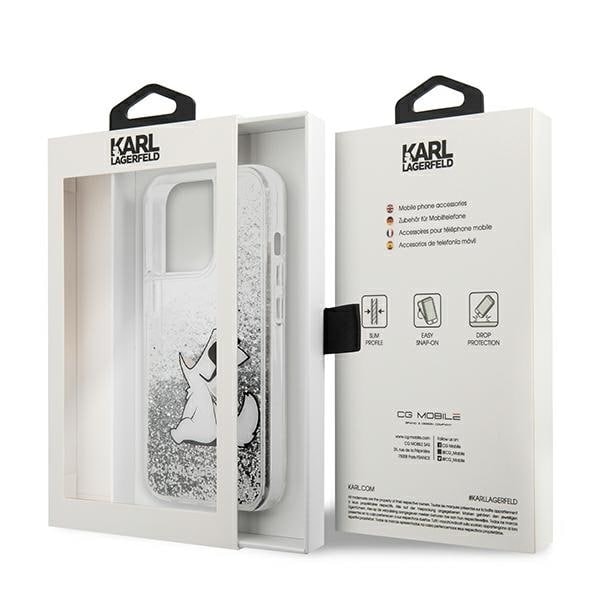 Karl Lagerfeld KLHCP13XGCFS iPhone 13 Pro Max 6,7" silver/silver hårt fodral Liquid Glitter Choupette Fun