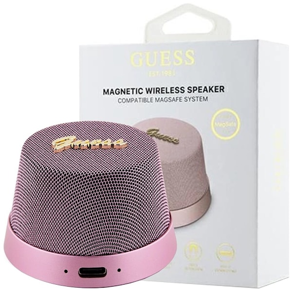 Guess magnetisk skrift metall Bluetooth-høyttaler - rosa