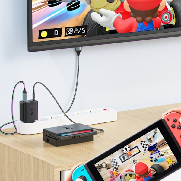 ACEFAST 2I1 OPLADER 65W USBC/USB ADAPTER HDMI4K60HZ+HVID KABEL