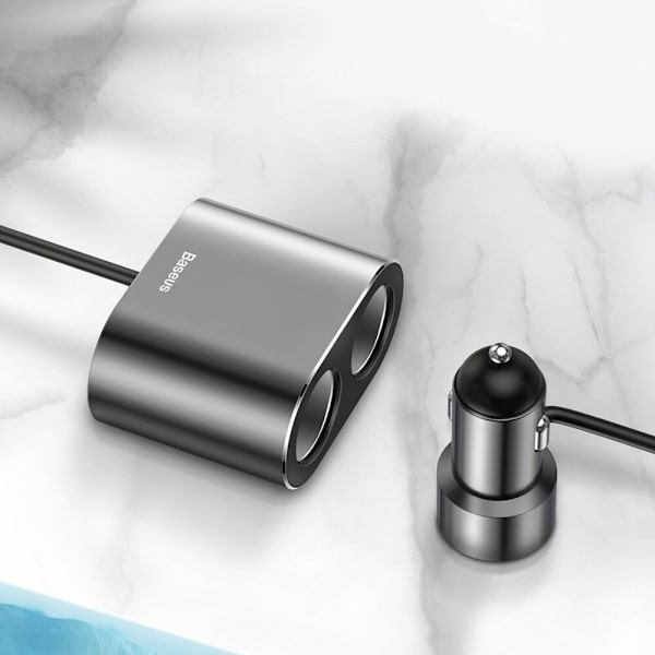 Baseus Splitter billader splitter 2x USB 3.1A 17W + 2x sigarettennertilkobling 80W svart (CRDYQ-01)