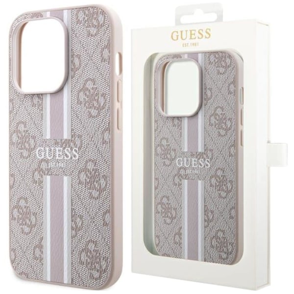 Guess GUHMP13XP4RPSP-deksel til iPhone 13 Pro Max - Rosa 4G-trykte Stripes MagSafe