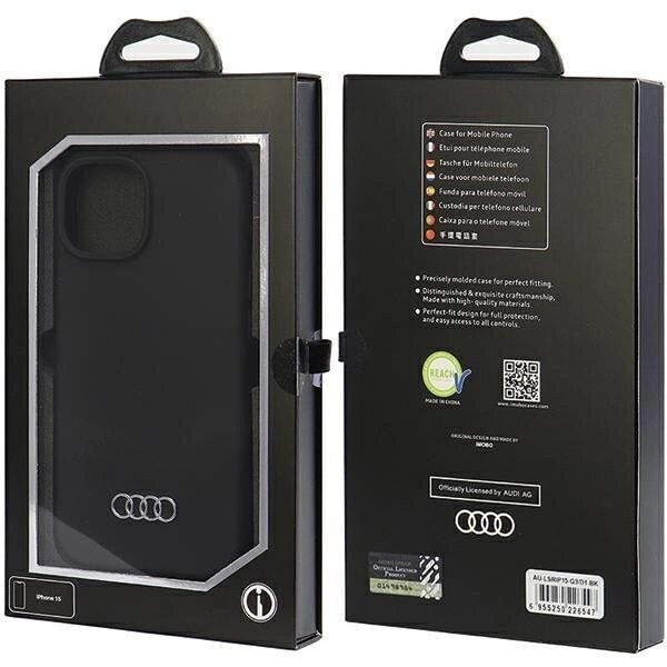 AUDI SILIKONE COVER TIL IPHONE 15 - SORT