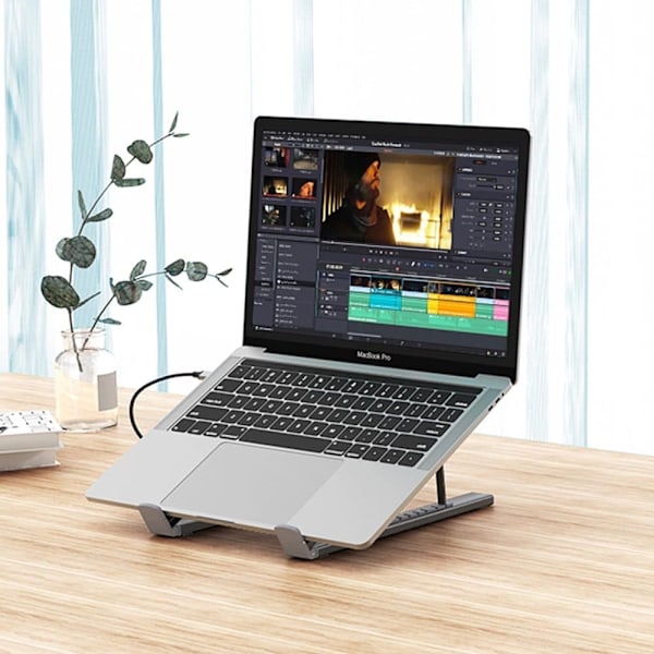 7-i-1 bærbar stativ Choetech HUB-M48 PD USB-C SD TF USB-A HDMI 100W + USB-C-kabel - Grå