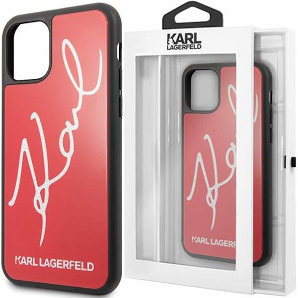 Karl Lagerfeld KLHCN58DLKSRE iPhone 11 Pro Rød/Rød Hard Deksel Signature Glitter
