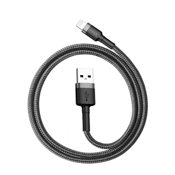 Baseus Cafule-kabel Slitesterk nylonkabel USB / Lightning QC3.0 2.4A 0.5M svart-grå (CALKF-AG1)