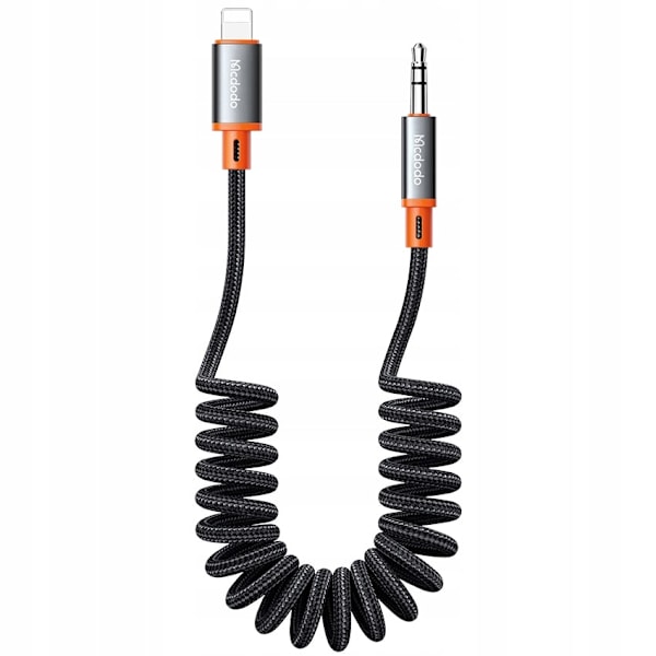 MCDODO AUX KABEL IPHONE X 14 ADAPTER LYNADAPTER MINIJACK SPIRAL FJÄDER 2M