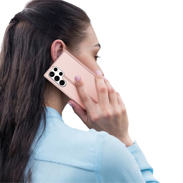 Dux Ducis Skin Pro beskyttelsesdeksel til Samsung Galaxy S23 Ultra med flip-kortlommebok? rosa stativ