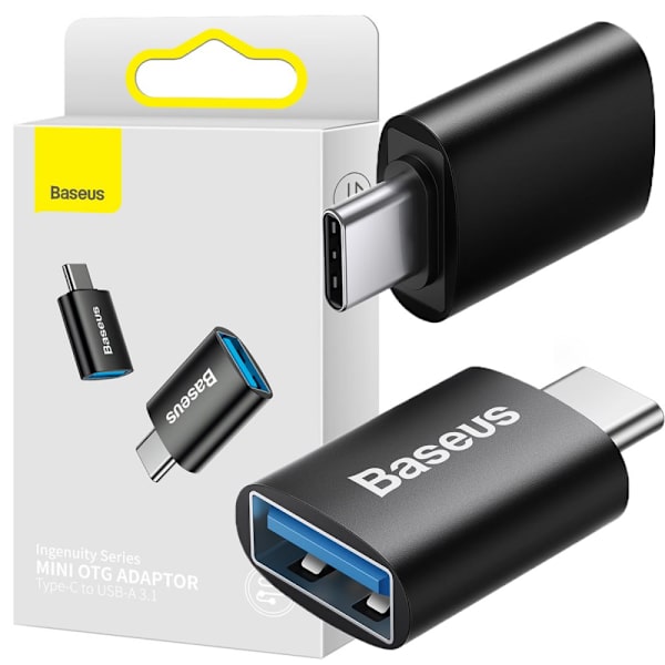 Baseus Ingenuity Series Adapter USB Type C til USB-A 3.2 gen 1 Svart (ZJJQ000001)