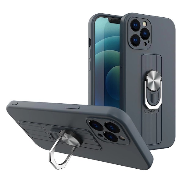 RING CASE SILIKONE ETUI MED FINGERHOLDER OG STATIV TIL XIAOMI REDMI NOTE 11 PRO BLÅ