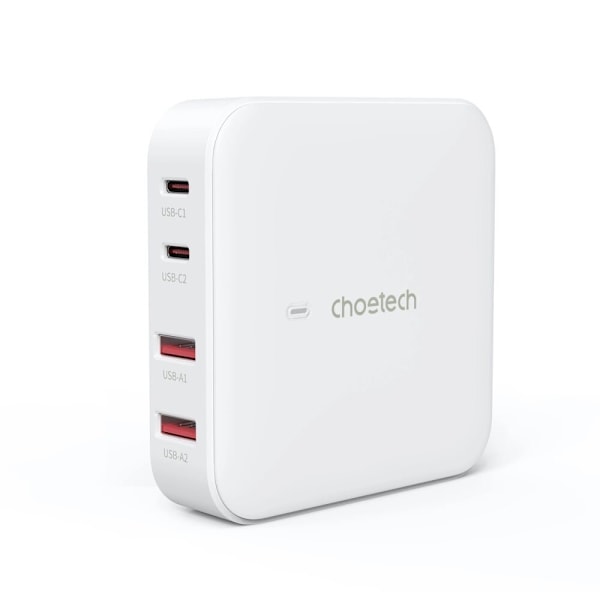 CHOETECH HURTIG NETVÆRKSLADER GAN 100W 2X USB-A / 2X USB-C HVID