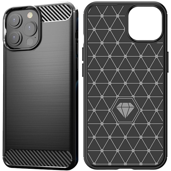 Carbon Case fleksibelt beskyttelsesdeksel for iPhone 13 Pro svart