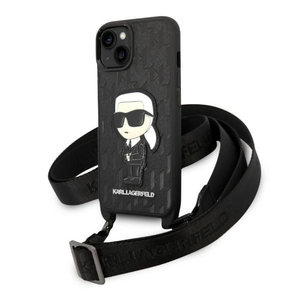 KARL LAGERFELD MONOGRAM IKONIK PATCH COVER TIL IPHONE 14 PLUS - SORT