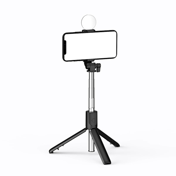 SELFIE STICK WR1YXS TELESKOPSTATIV 0,71M MED RUND LAMPE - SORT