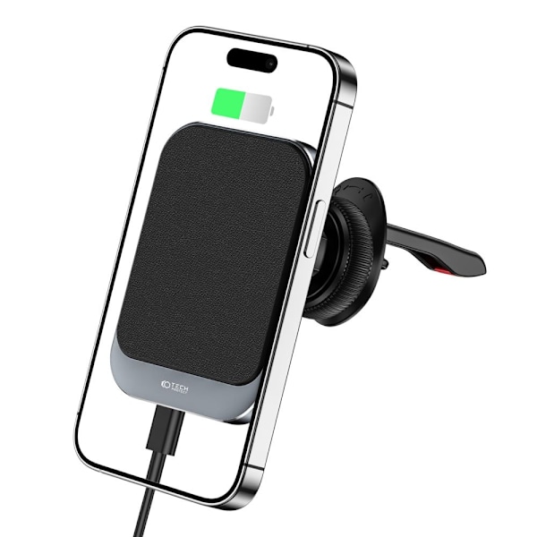 TECH-PROTECT MM15W-V2 MAGNETISK MAGSAFE VENT BILMONTERING TRÅDLØS OPLADER 15W SORT