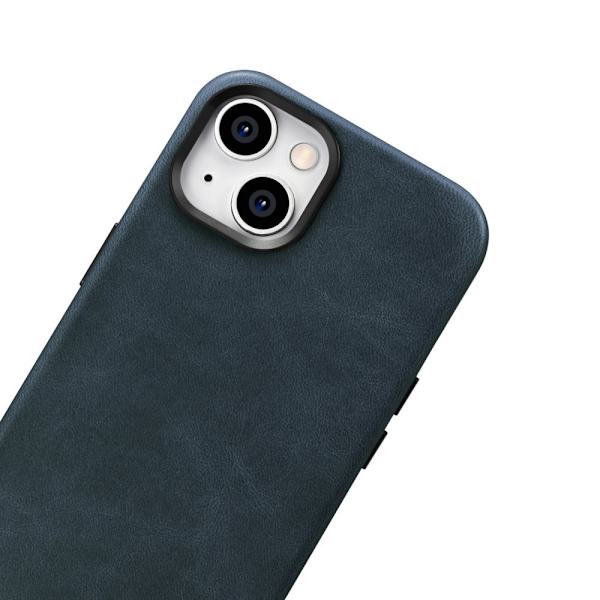 ICARER CASE LÆDERCASE MED MAGSAFE TIL IPHONE 14 MØRKEBLÅ