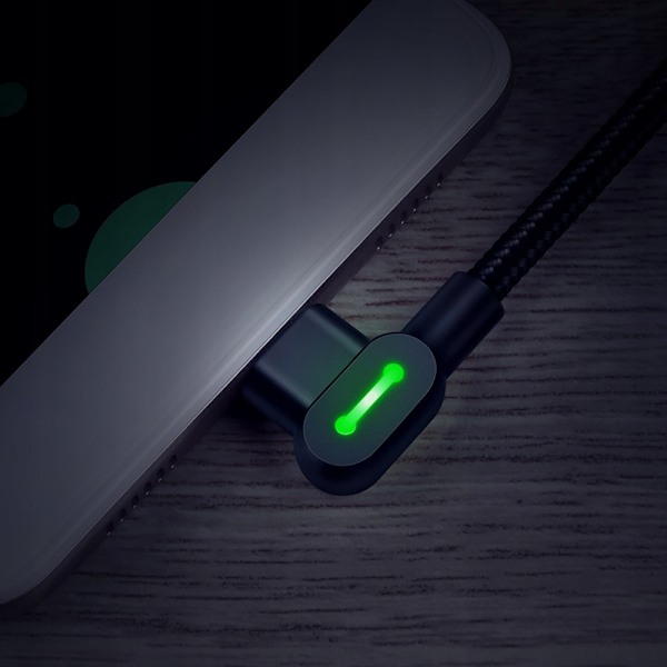 MCDODO VINKELKABEL 90° MICRO USB SNABBLADDNING DUBBELSIDIG QC 3 LED 3M