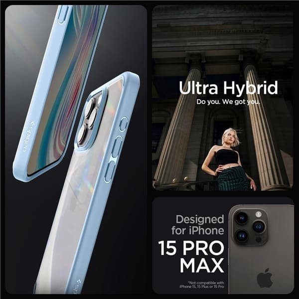 Spigen Crystal Hybrid, sierrablå - iPhone 15 Pro Max